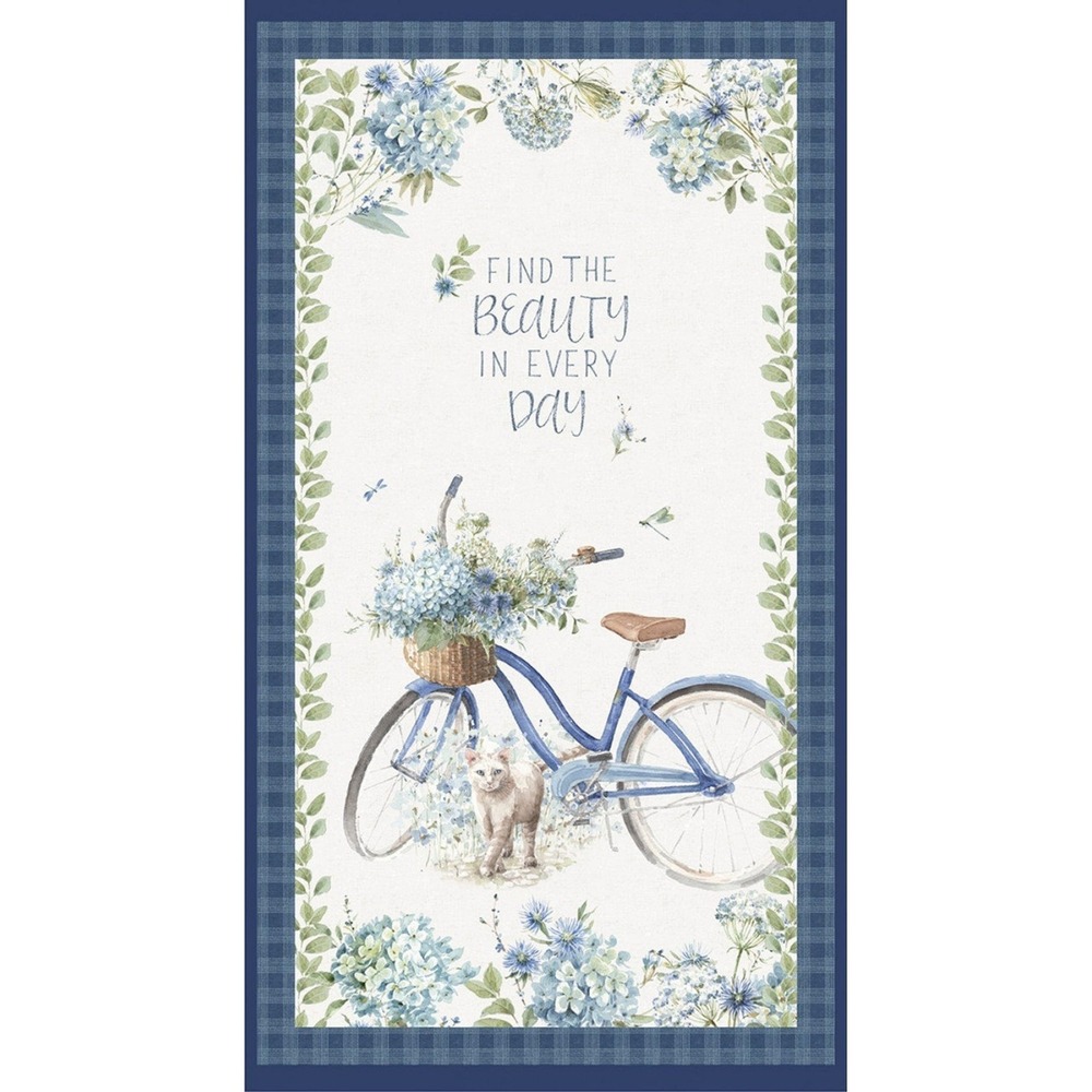 Bohemian Blue Floral Bike Multi Fabric Panel by Lisa Audit for Wilmington Prints